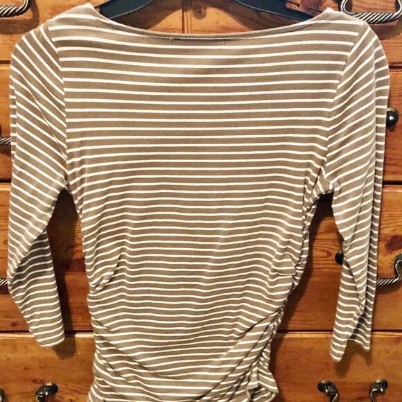 Michael Kors Tan & White Striped Shirt - Picture 3 of 4